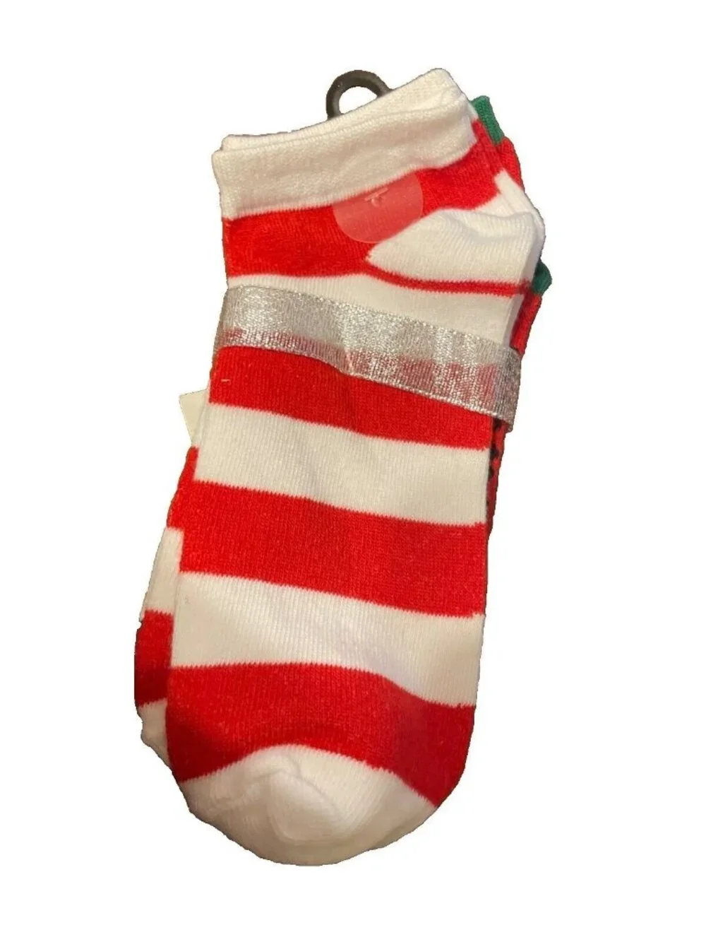 Women Socks Holiday Time 2Pk Low Cut Festive Penguin Stripe Design Shoe Sz 4-10